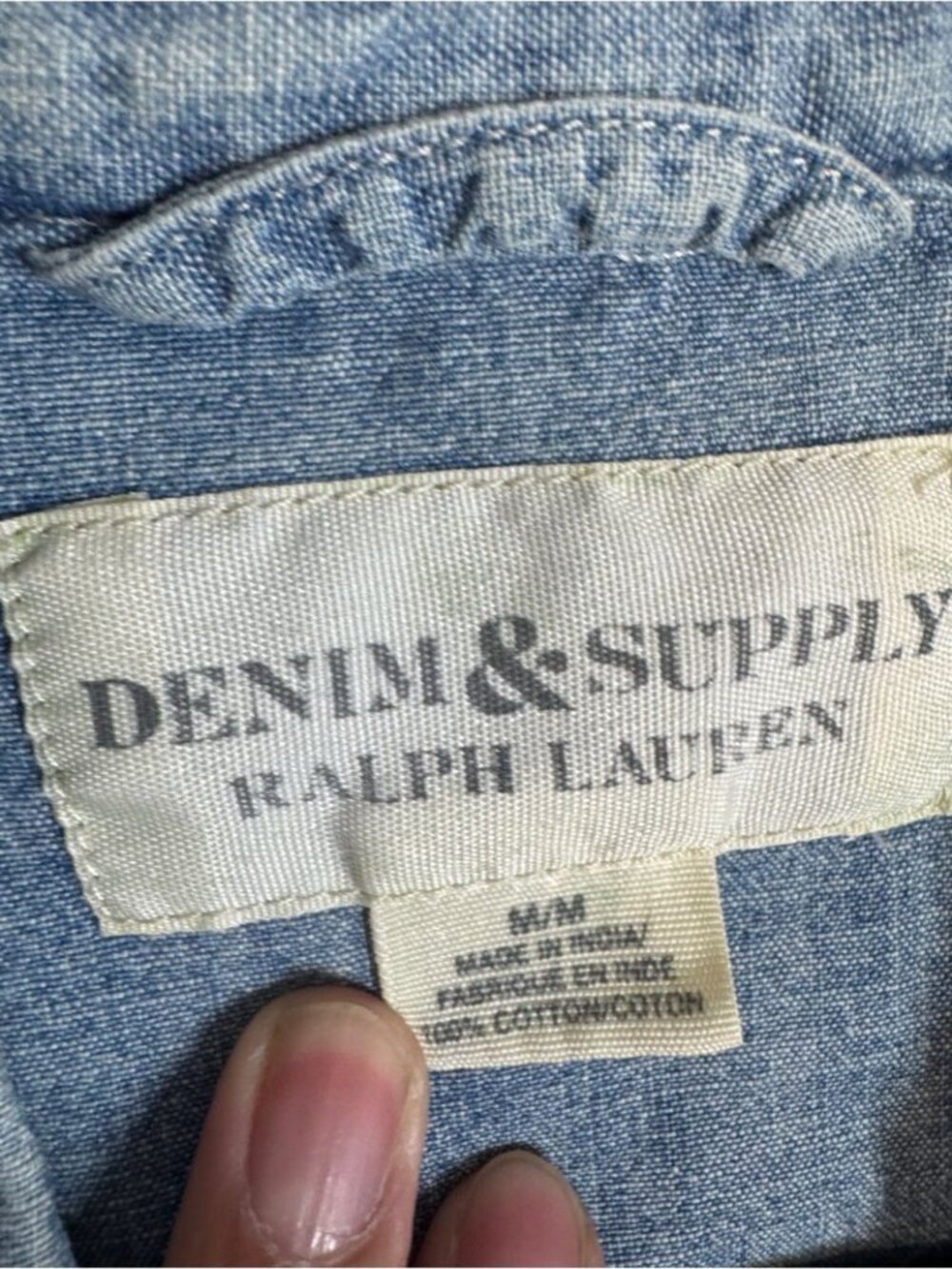 Denim & Supply Ralph Lauren Chambray Shirt Blue M Western Pearl Snap Casual - Picture 5 of 13